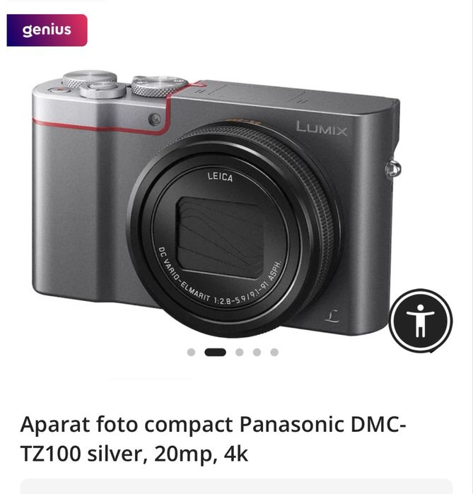 Camera foto Panasonic TZ100 senzor mare 1 inch, Leica 25-250mm