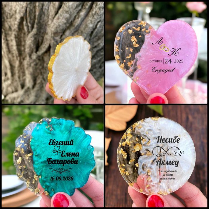 Узработвам магнити от епоксидна смола за сватба, кръщене, др повод