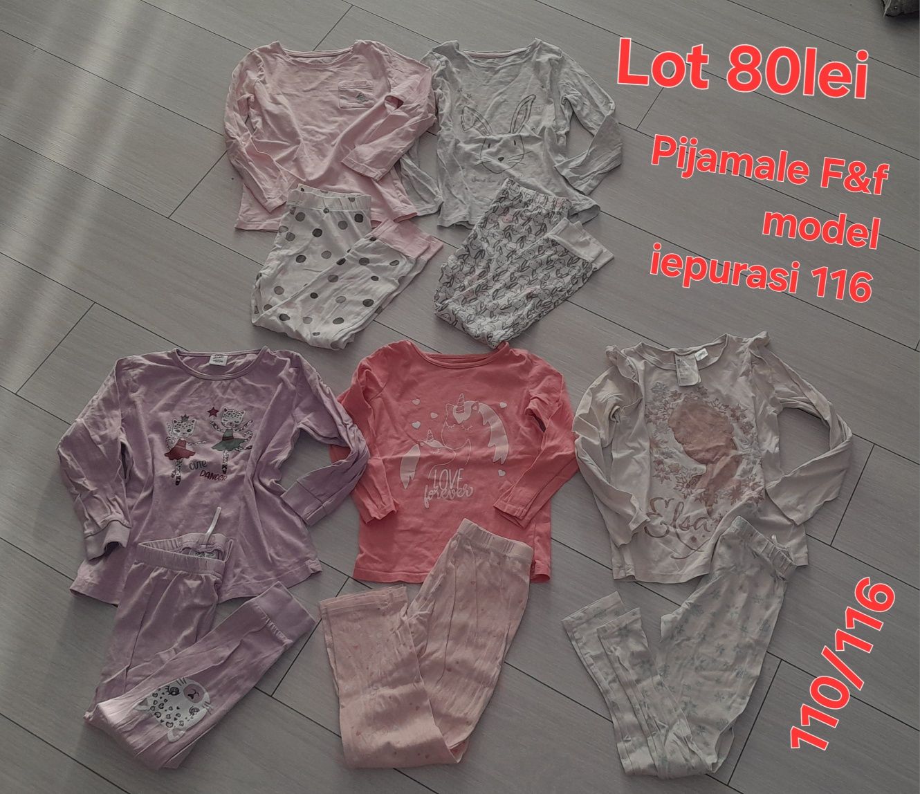 Lot pijamale fete 110/116, 116