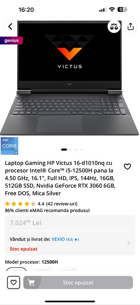 Laptop Gaming HP Victus 16-d1010nq
