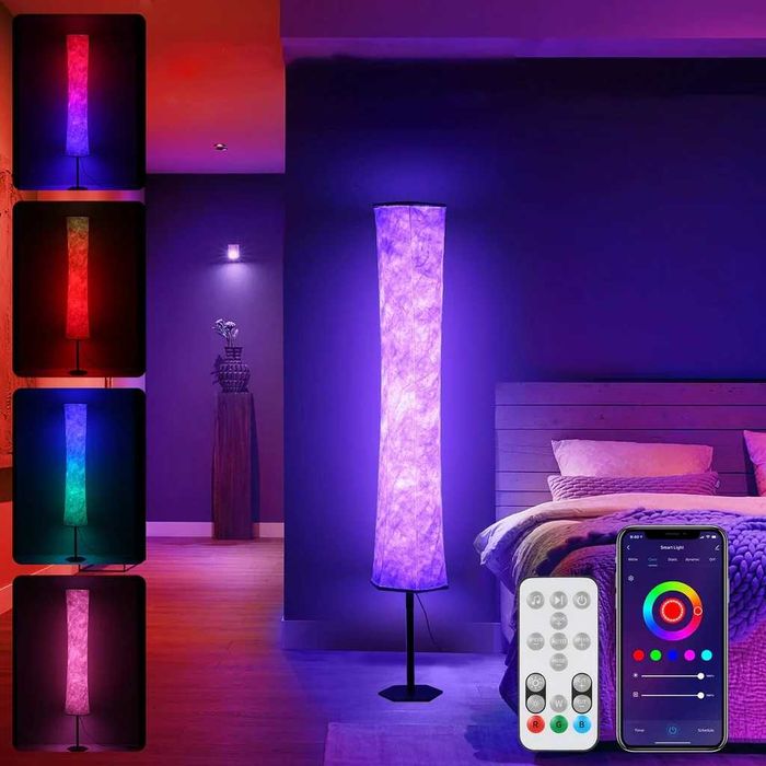 WiFi RGB LED Подова лампа 146см димируема синхронизация с музика