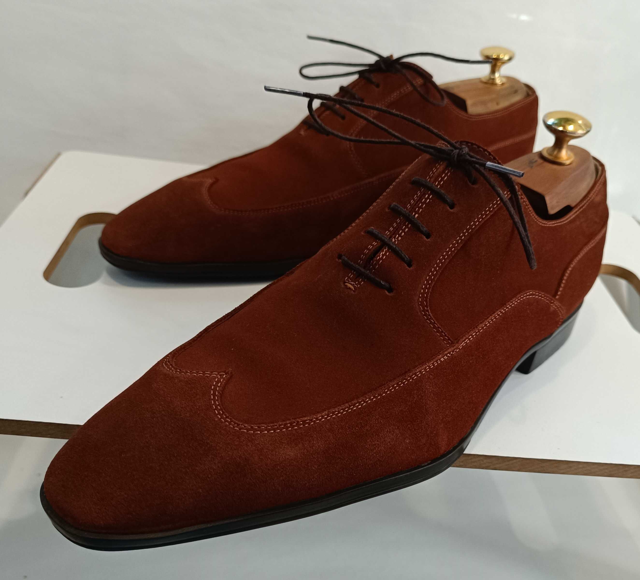 Pantofi oxford de lux 41 41.5 Fratelli Rosetti lucrati manual piele