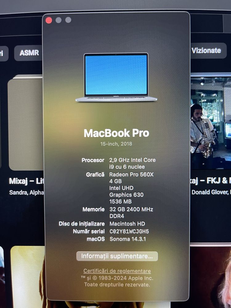 MacBook Pro 2018 15” i9 32gb RAM