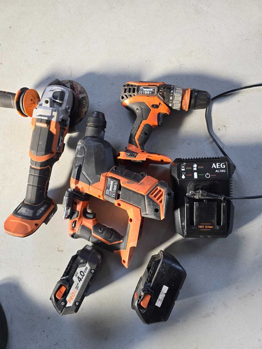 Set filetanta rotopercutor și polizor unghiular AEG