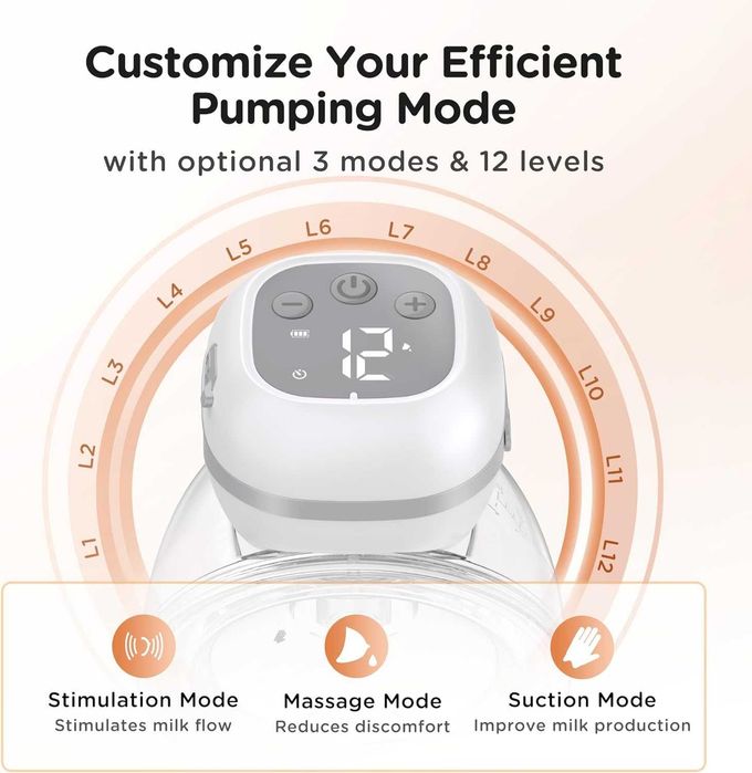 Електрическа помпа за кърма Haokoo за носене, 12 нива, 3 режима