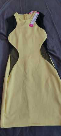 Дамска къса рокля GODDES жълт цвят размер S   нова