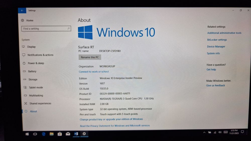 Microsoft Surface RT 64Gb Win 10 10.6"