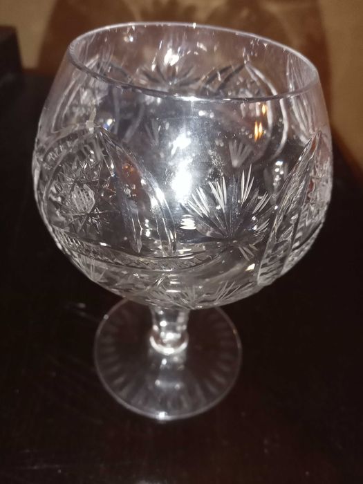 Set 6 pahare de cristal și 2 bomboniere, vintage