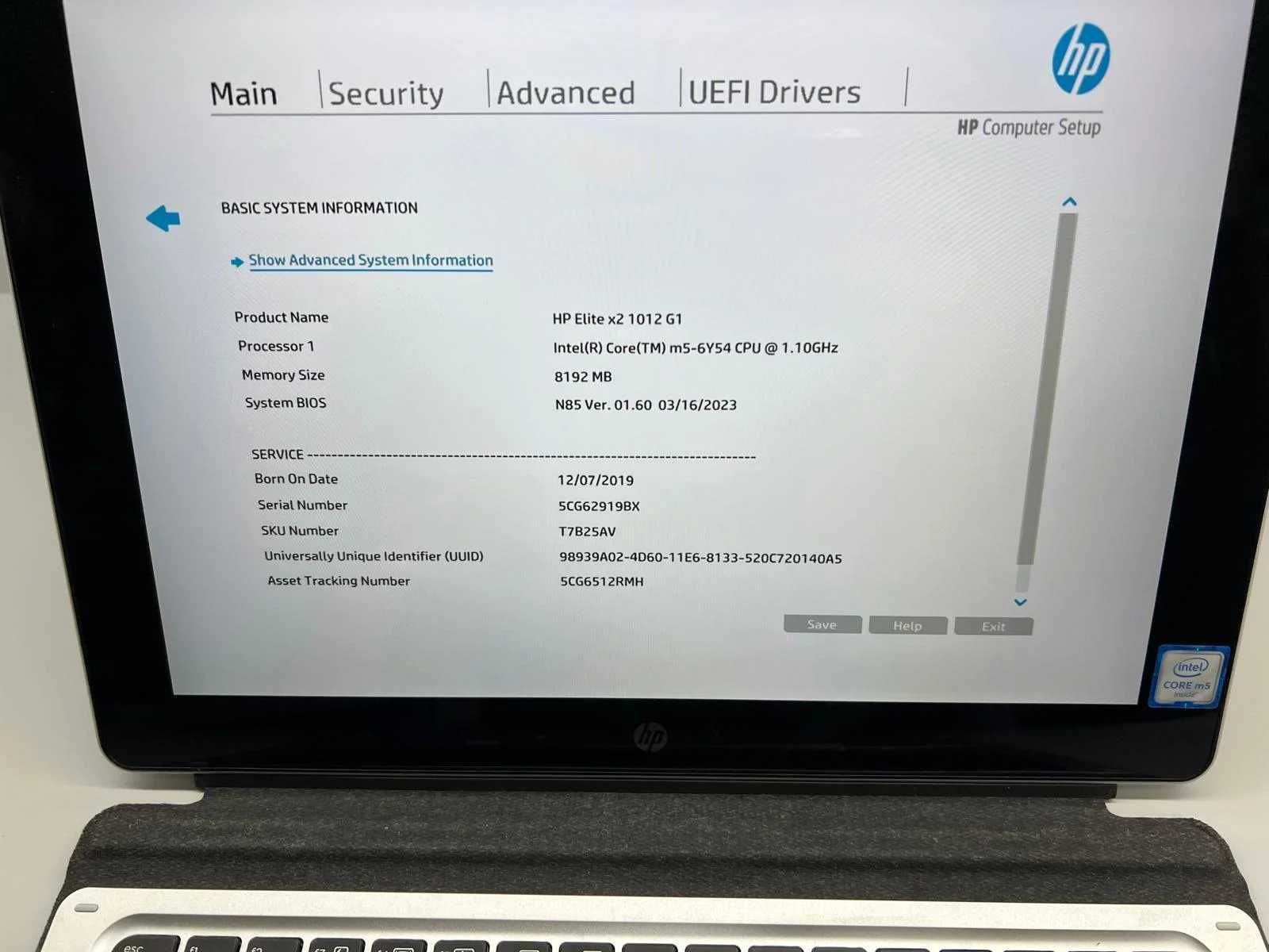 Tableta SH 2 in 1 HP Elite X2 m5-6Y54 8GB ram SSD 240GB Touch cu tst