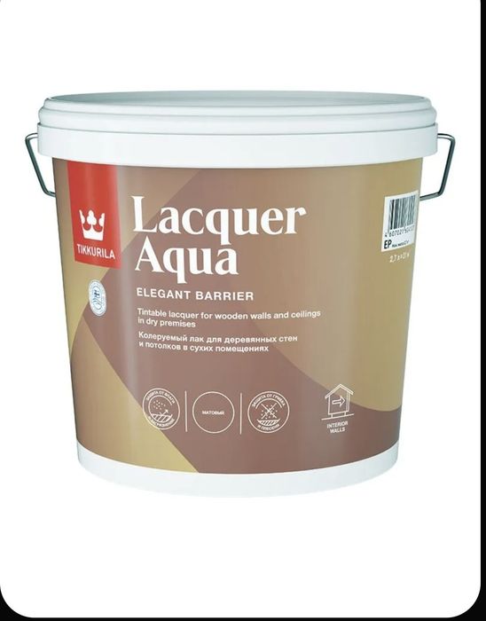 ТИККУРИЛА Лак интерьерный LAСQUER AQUA EP (бесцветный, матовый) 2.7л