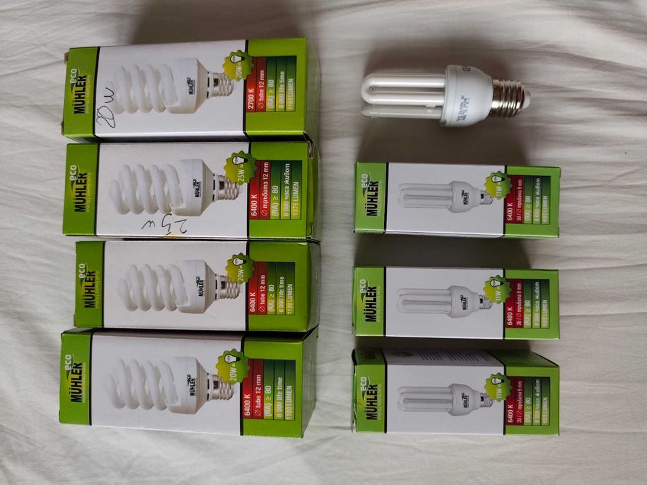 Предлагам 8 бр. енергоспестяващи крушки