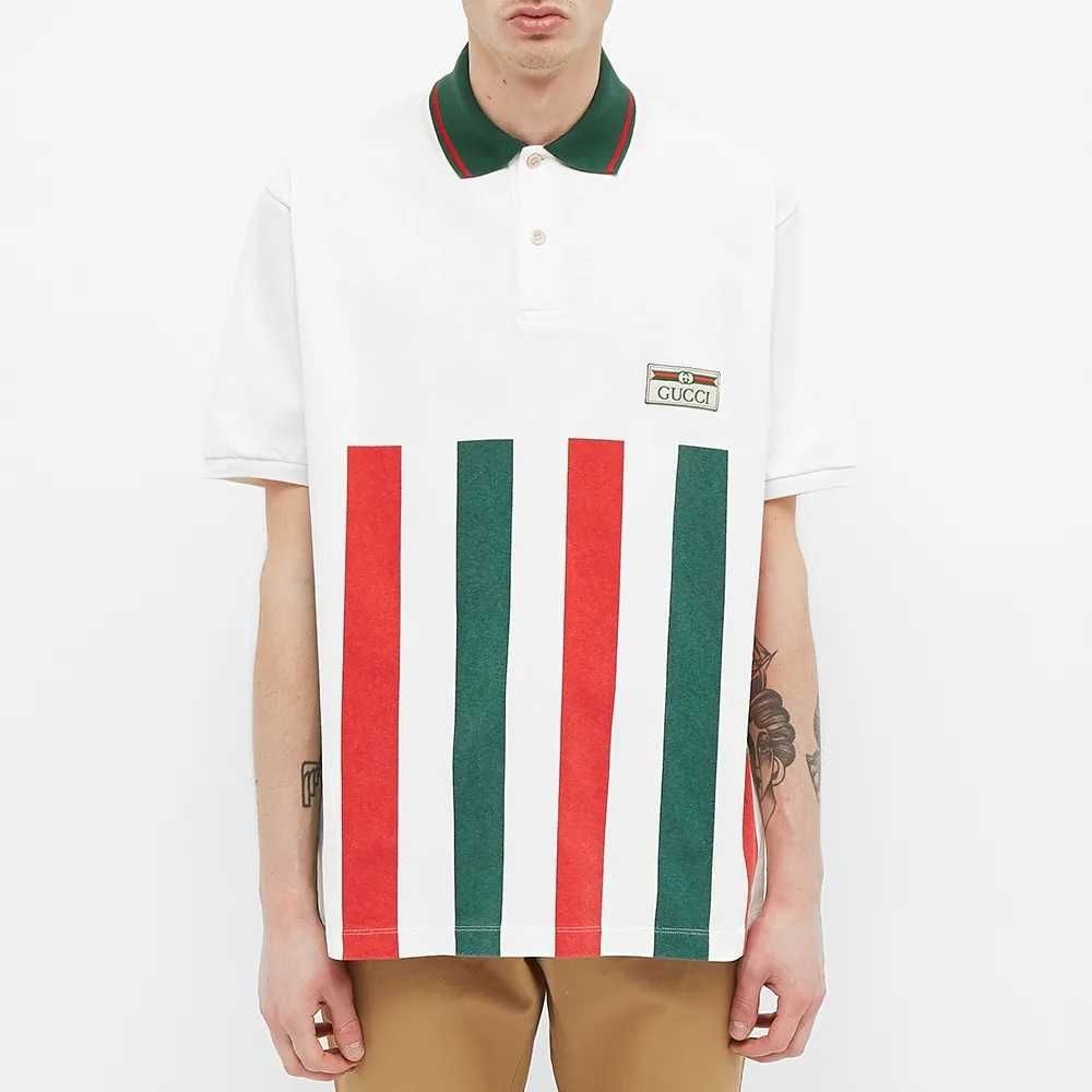 GUCCI Polo GG Patch Logo Striped Мъжка Тениска с Яка size S
