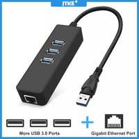 Переходник USB на LAN 1000 мб/с + HUB 3порта USB 3.0. Алматы.