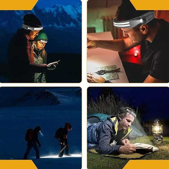 Lanterna cap cu benzi 2 culori LED senzor miscare waterproof