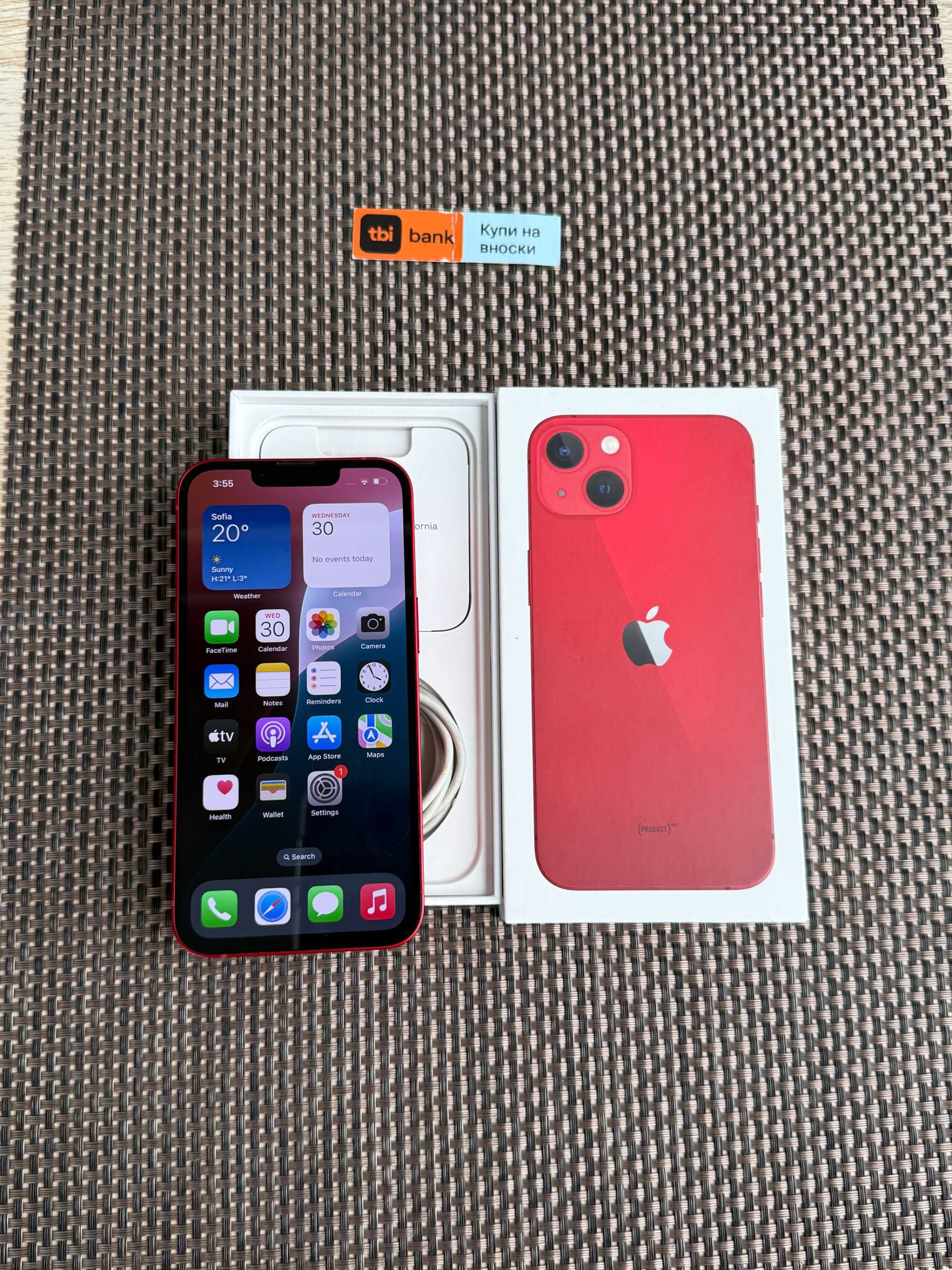 КАТО НОВ! 256гб! iphone 13 * Лизинг от 23лв/м изплащане / red червен