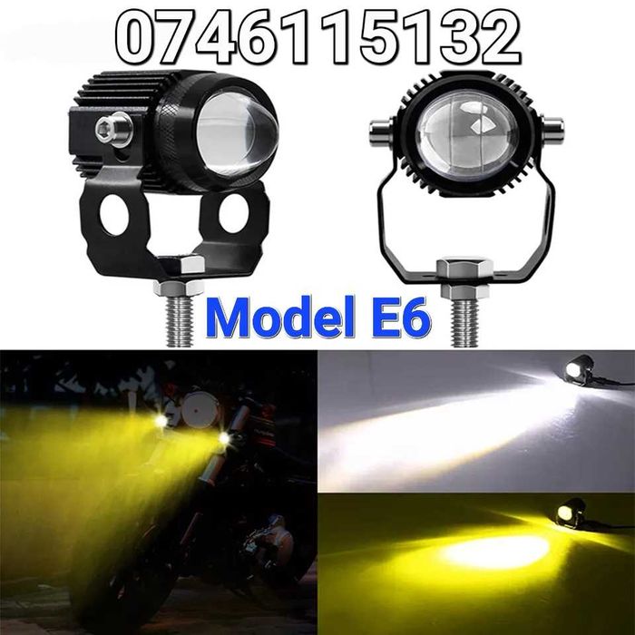 Proiector-Proiectoare LED-Bicolor-Galben-ALB-Atv Moto Motocicleta- E6