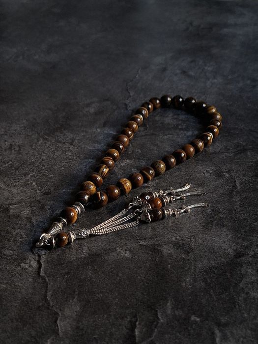 Премиальные чётки(тасбих) ручной работы из тигрового глаза — 33 бусины