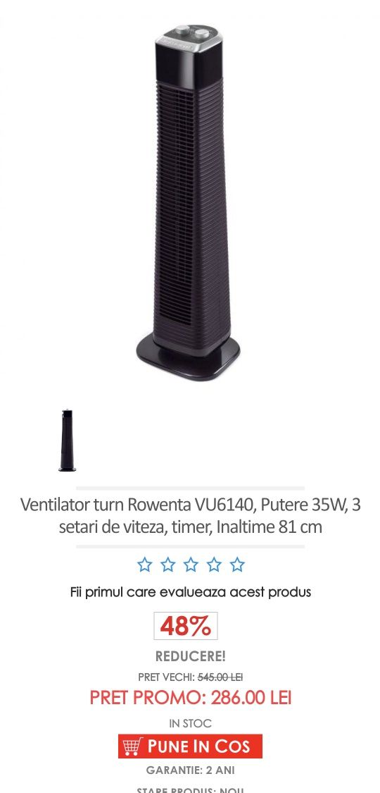 Rowenta ventilator turn 3 viteze, timer