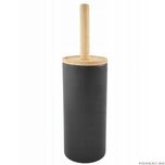 Perie wc cu suport, maner din lemn, negru, Sepio