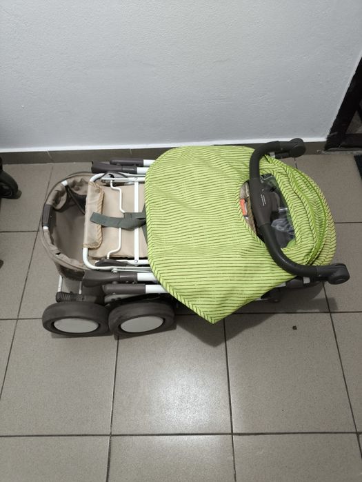 Carucior Landou, Bertoni, Combi, maner reversibil, Green & Beige Zephy