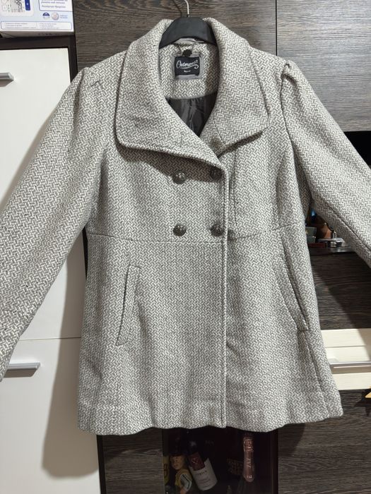 Palton dama gri cu alb, marimea 46