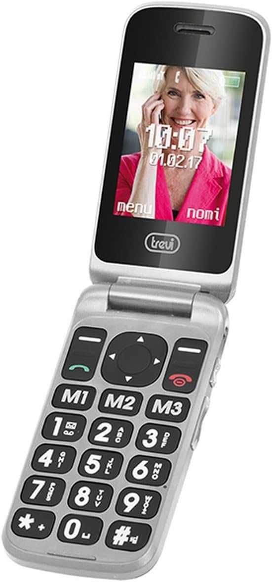 Telefon seniori display dublu , radio FM, lanterna, 5 numere SOS