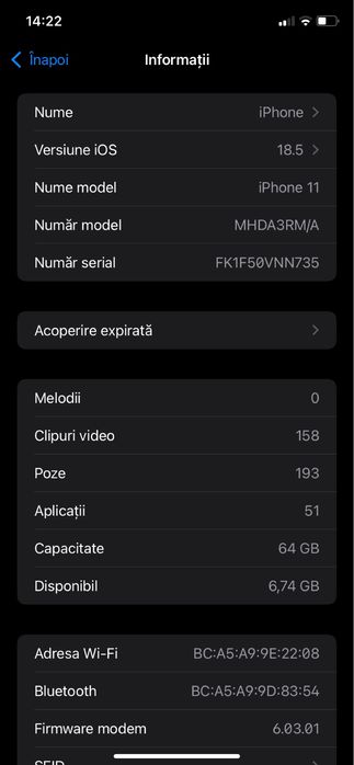 Iphone 11 , 64 GB schimb cu iph 13