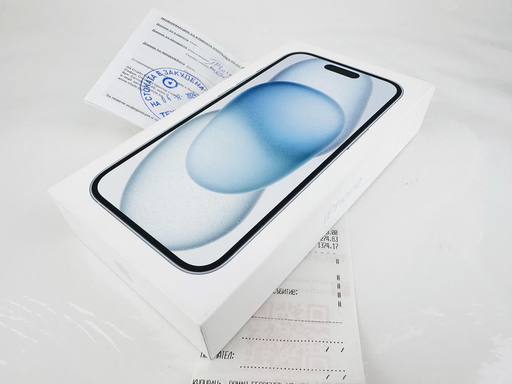 НОВ! Apple iPhone 15 128GB Blue 2г. Гаранция!
