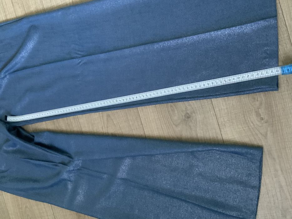 Дамски елегантен широк панталон,син с лек метален блясък 40 размер