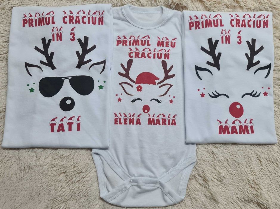 Tricouri Crăciun + Cadou Personalizat – Set Familie
