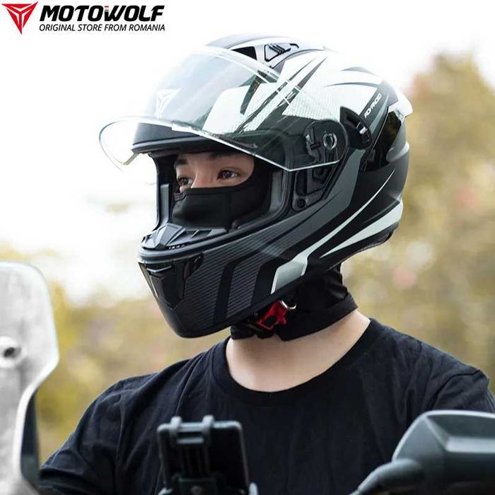 Cagula moto  protectie gat rezistenta la vant  gauri ochelari