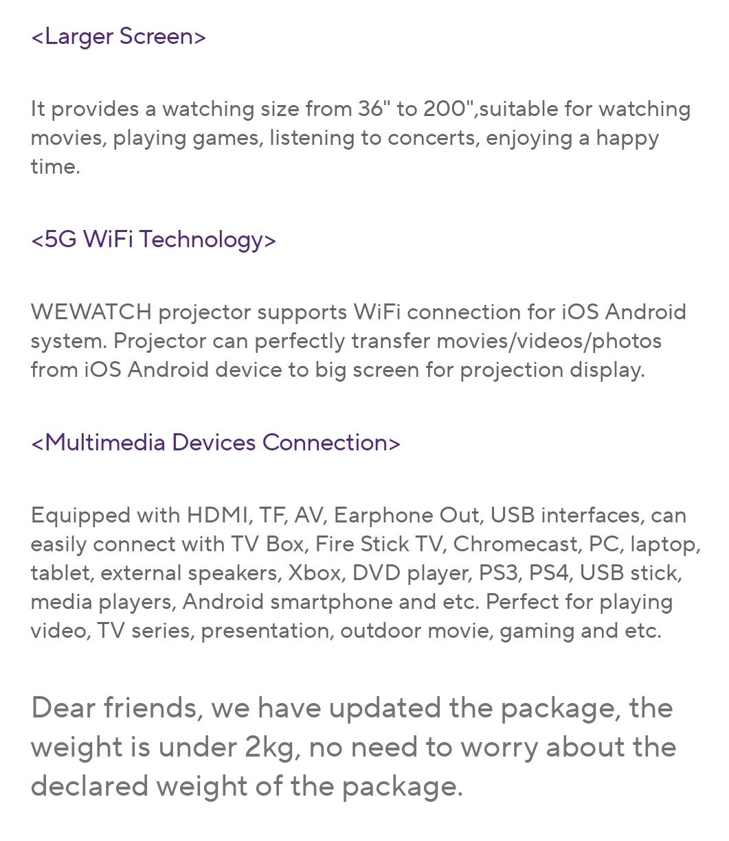 Проектор WeWatch V50