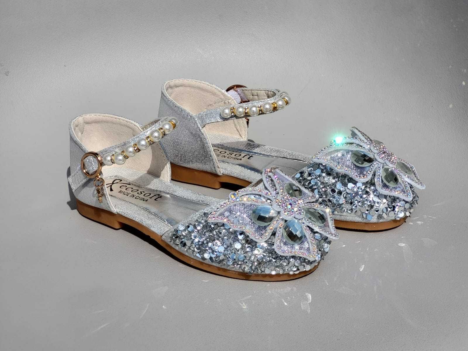 Pantofi argintii/roz, fetite 5-7 ani(marimi 27,29)