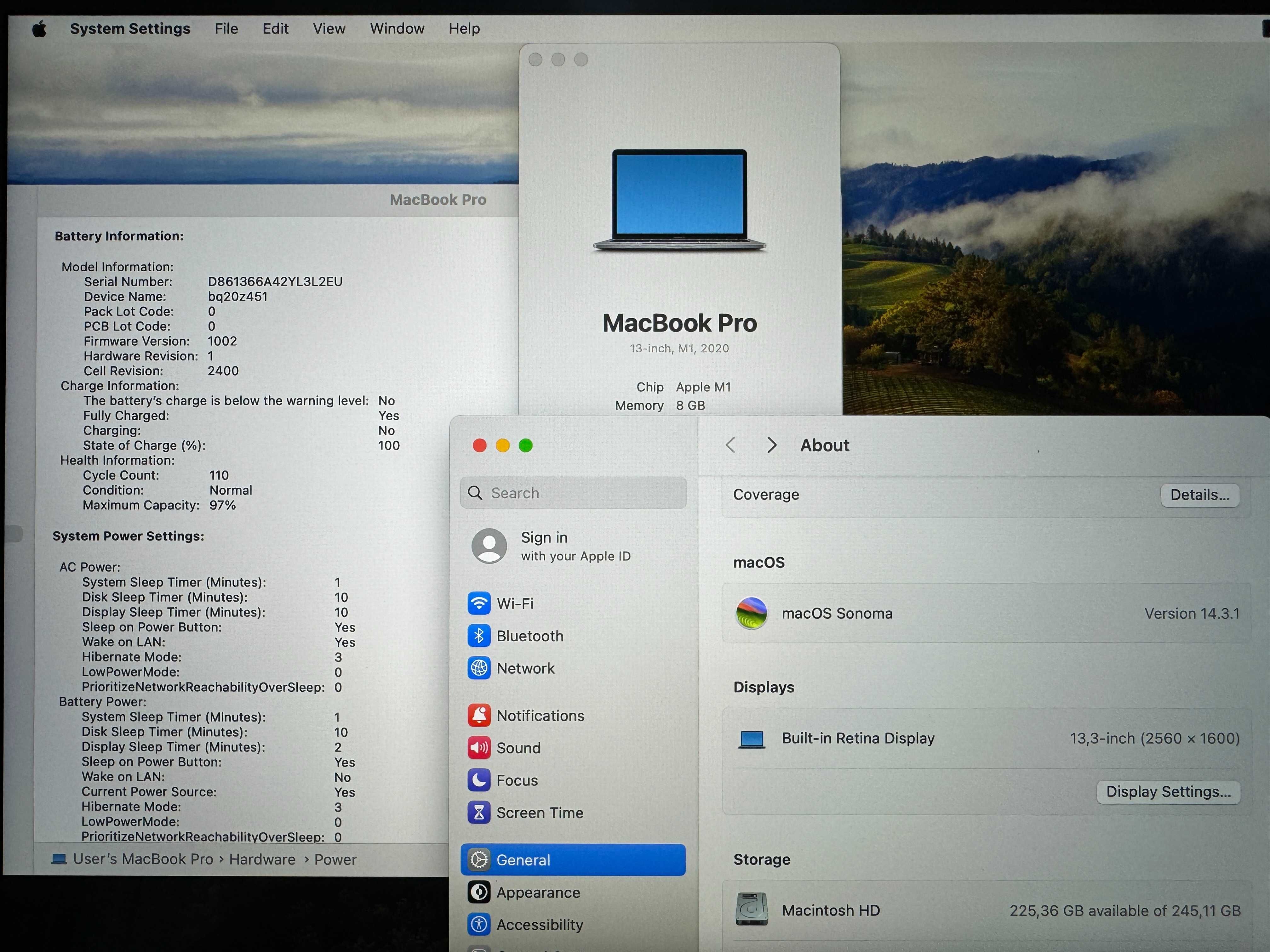13.3' Apple MacBook Pro M1 2020 Space Grey 8GB RAM/256GB SSD/Бат 14ч.