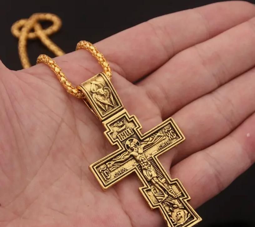 lant cu medalion superb crucifix placat aur 24k