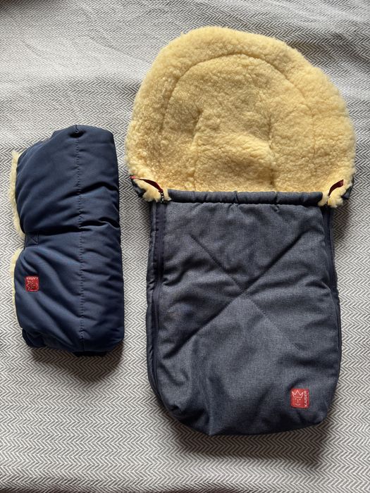 Чувалче за количка и маншон за топли ръце Kaiser, агнешка вълна