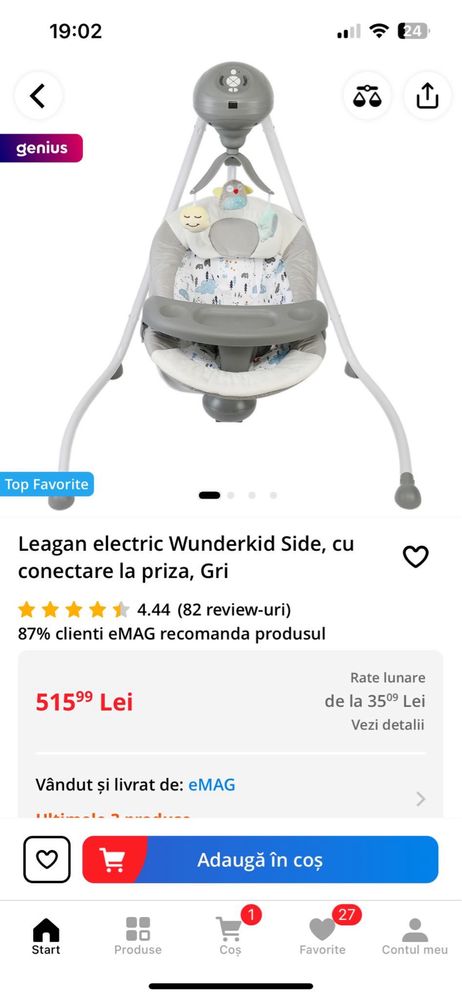 Leagan electric balansoar Wunderkid