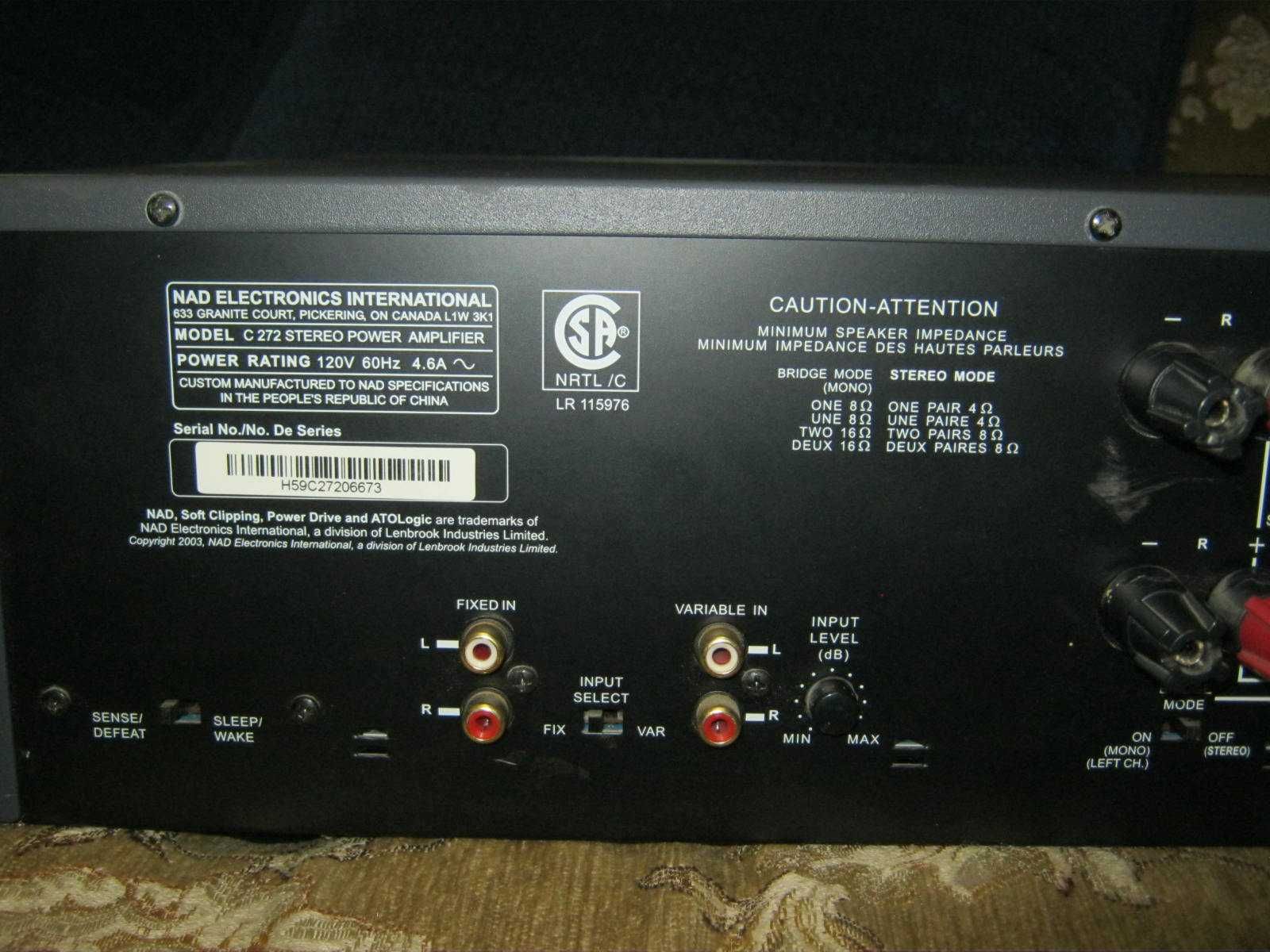 Продаю самый мощный  оконечный усилитель Hi Fi для дома Nad 272/150 v