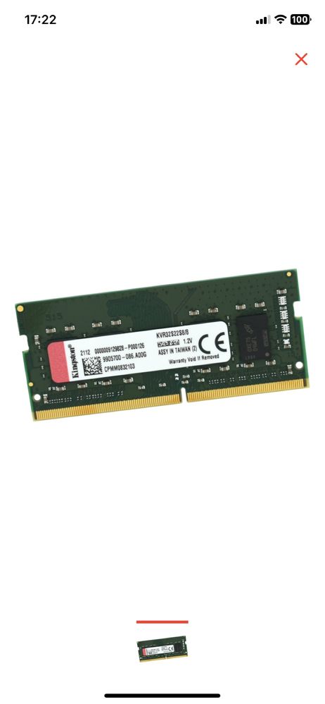 Продам Оперативная память Kingston KVR32S22S8/8 8Gb