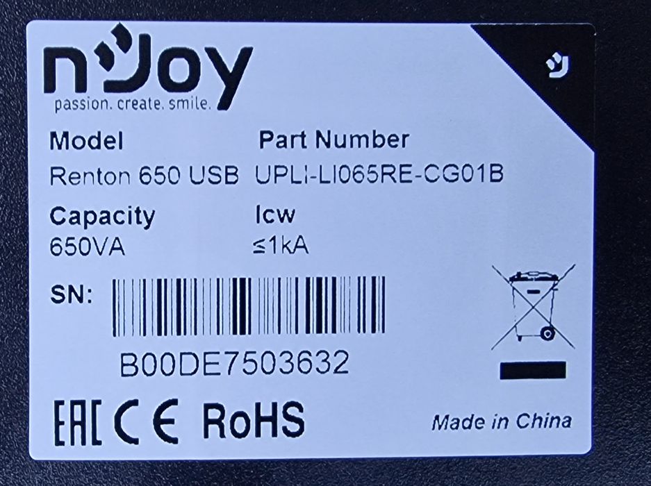 Power UPS BR700ELCD (Schuko) & NJOY Renton 650 USB