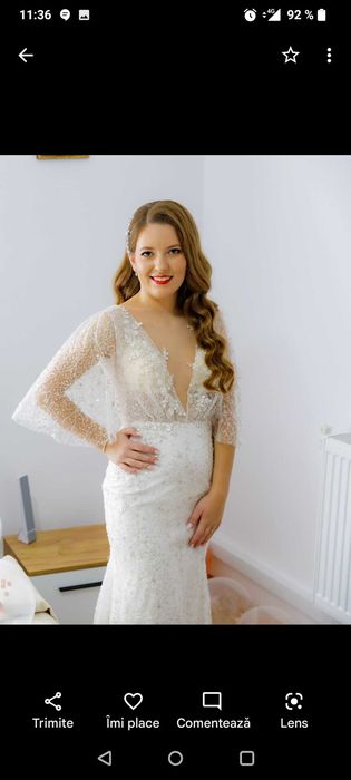 Rochie de mireasa ,marimea S ,culoare ivory
