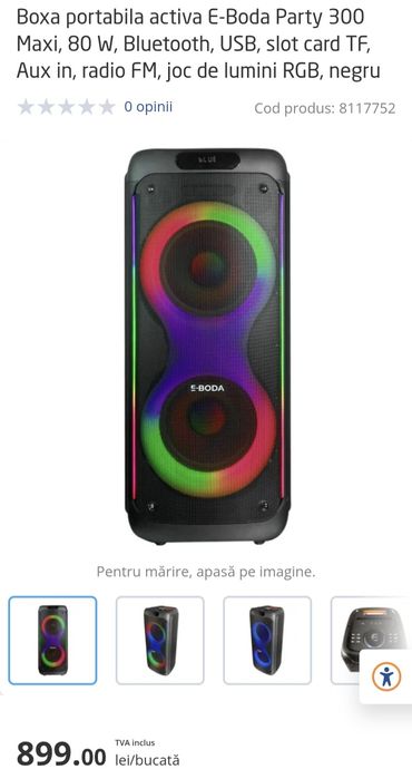 Vând boxa E-Boda cu Bluetooth,Telecomanda și Microfon wireless