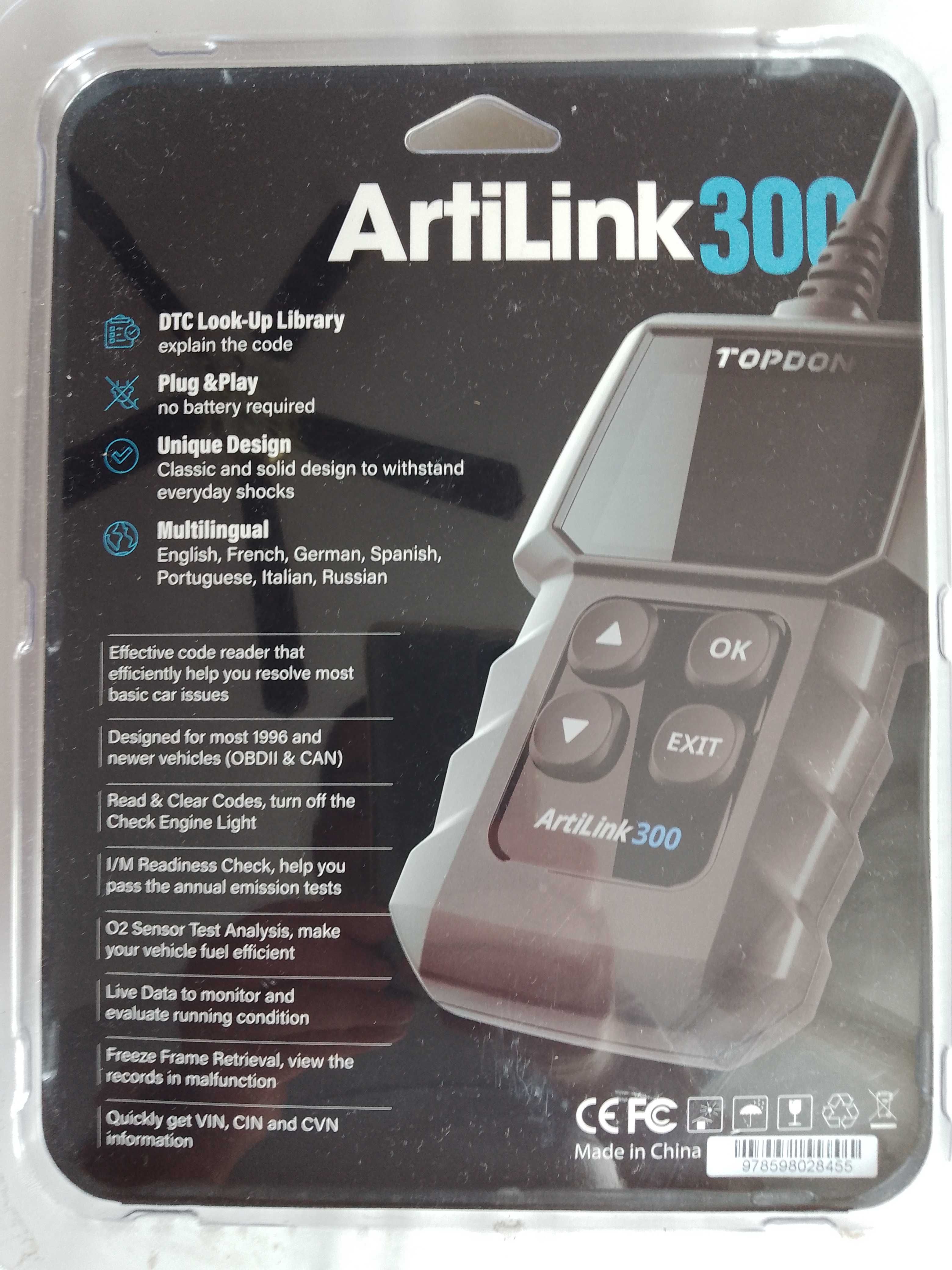 TOPDON ArtiLink300 OBD II Tester Diagnoza masini SUA, Asia, Europa