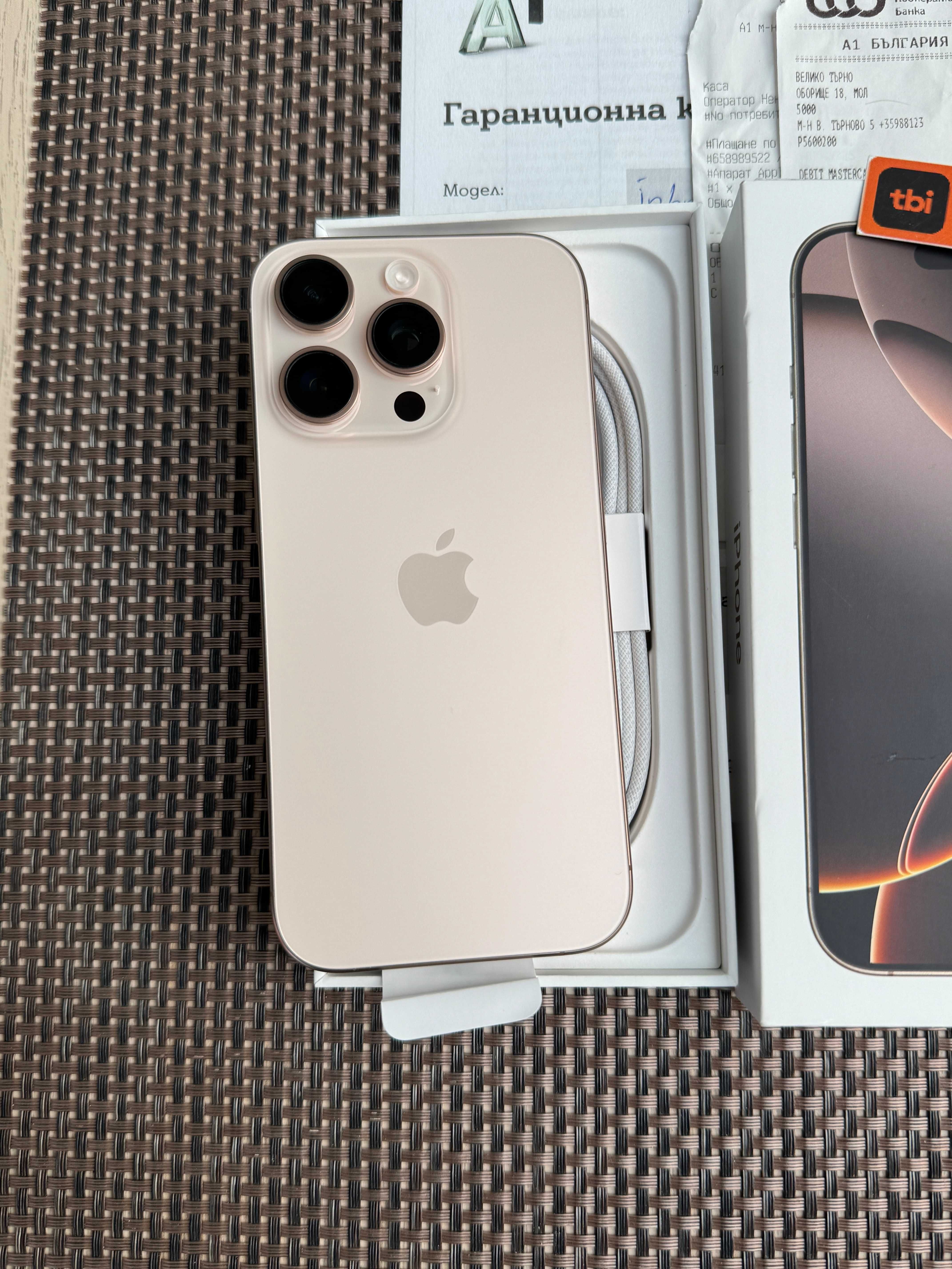 24м Гаранция! НОВ! iPhone 16Pro Лизинг от 70лв/м Desert Titanium 128GB