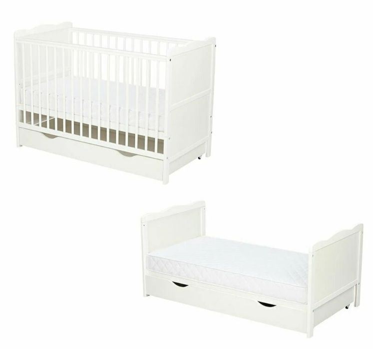 Patut din lemn multifunctional + Saltea 12 cm cocos