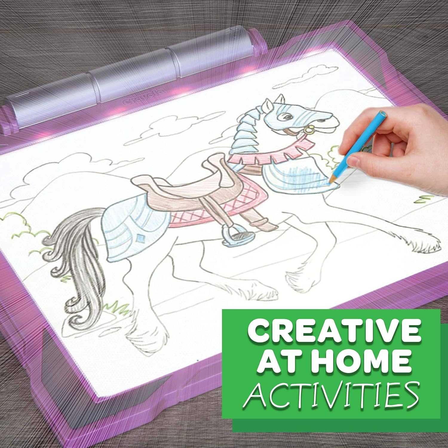 Crayola - Комплект светеща подложка за рисуване с моливи и листове