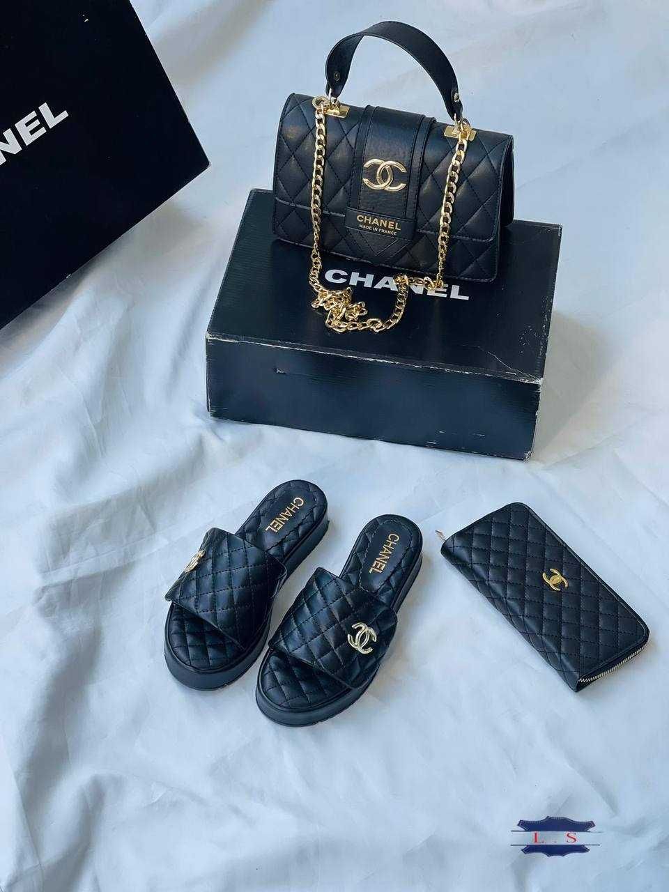 Chanel set geata+papuci+portofel