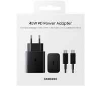 Adaptor incarcator Samsung Original 45W Fast Charge + Cablu Usb C 1.8m