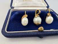 Set cercei, aur, perle si diamante