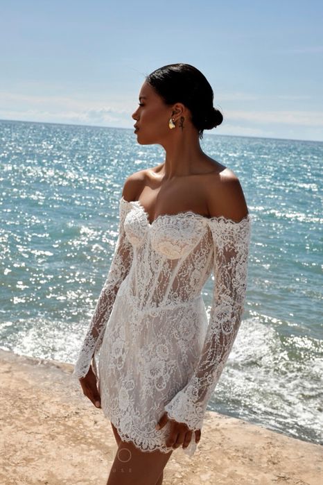 Rochie de mireasa Gabbiano 2in1 -dantela Chantilly si fusta detasabila